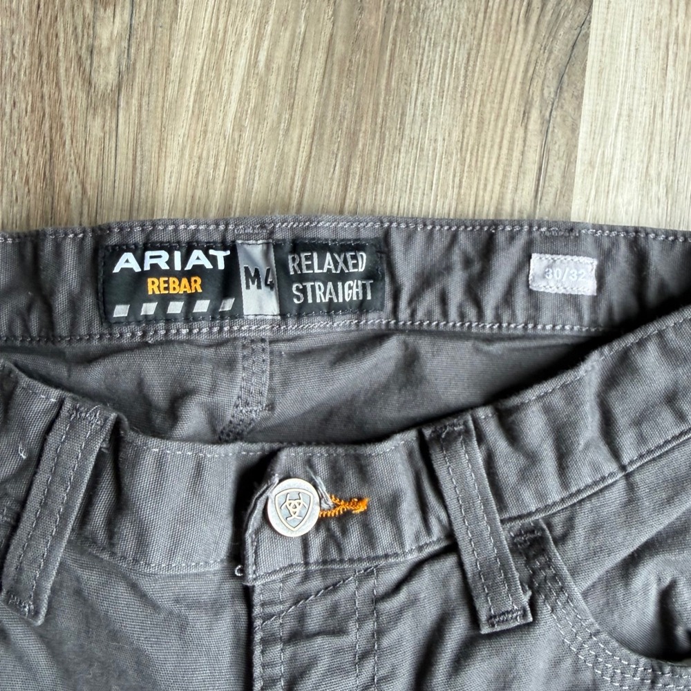 Ariat Rebar M4 Relaxed Straight Leg Work Pants Mens 30x32 Gray Canvas Utility - Picture 2 of 9